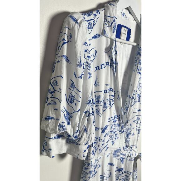 Anthropologie Maeve Short-Sleeve Collared Italian Coast Wrap Mini Dress Medium - Picture 6 of 12